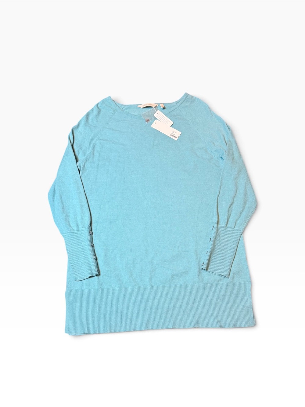 Soft Surroundings Women’s Vaquero Sweater Teal Mist Knit Pullover Size Medium